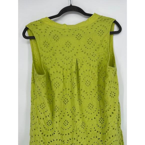 Civico 51 Eyelet Lace Lime Green Dress Size Large Made Italy Sleeveless Popover - Picture 4 of 7